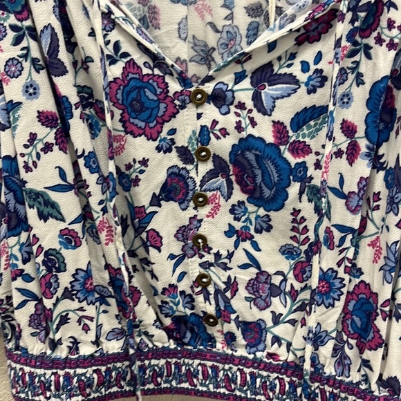 Joie Floral Crop Top Blouse XS button Tie Front - Picture 3 of 6